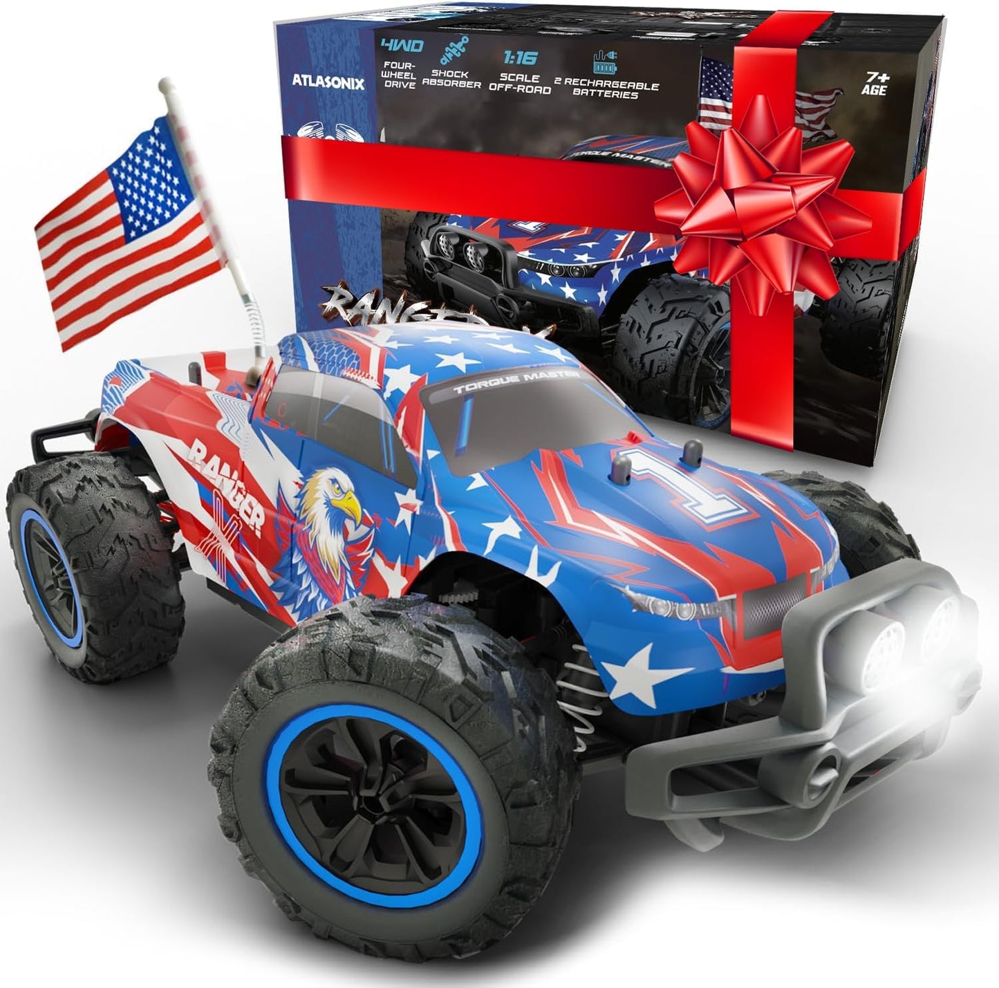 Fast RC Car 4x4 Truck - 36 mph 1:16 Brushless Motor Remote Control Car for Adults & Kids - Monster Off-Road, Durable, High-Speed Stunt with Extra Parts