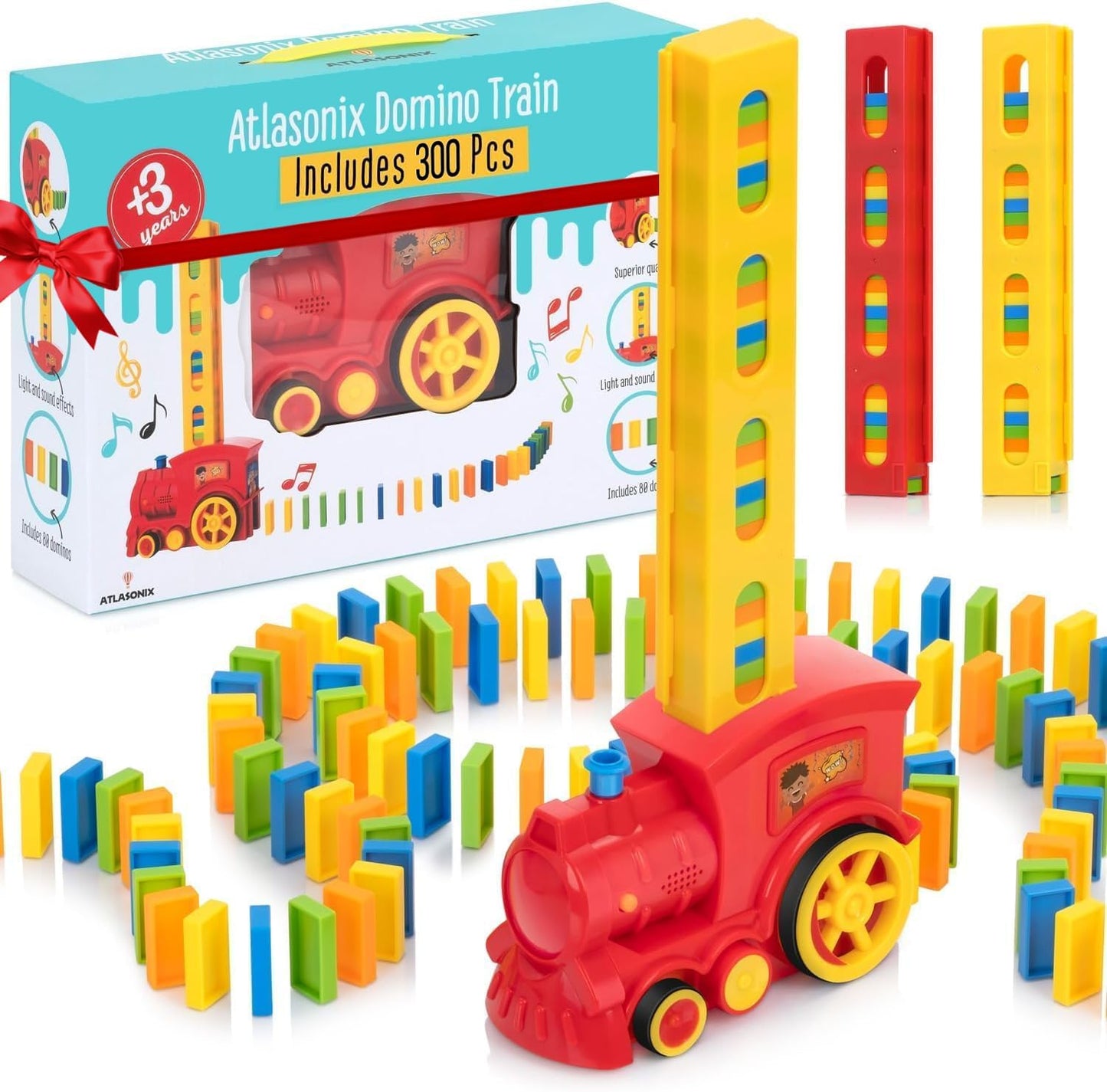 Domino Train for Kids - Domino Rally Train Montessori Toys for Boys and Girls