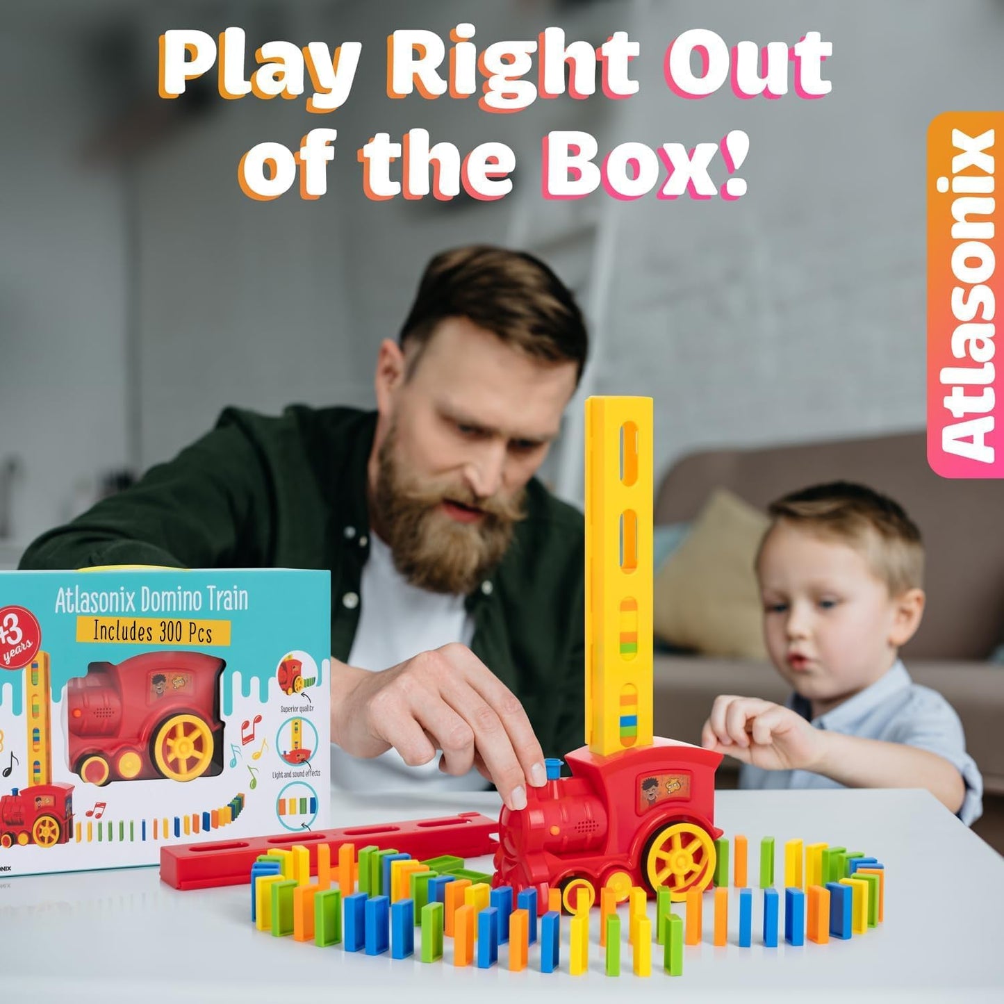 Domino Train for Kids - Domino Rally Train Montessori Toys for Boys and Girls