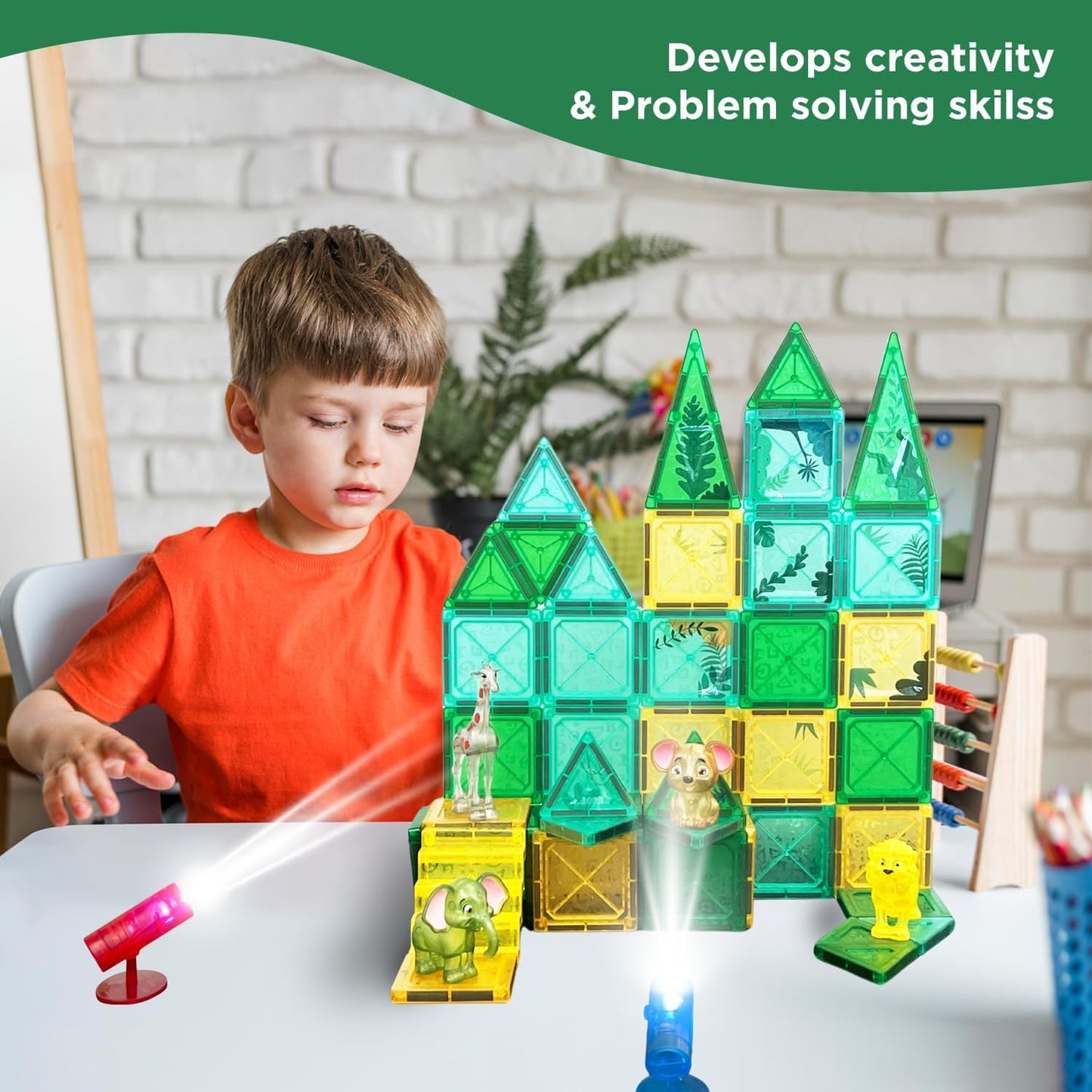 Magnetic Tiles Educational Toys for Ages 5-7 4-8 Magnet Building Blocks Set Magnatiles Montessori Cubes for Boys Girls