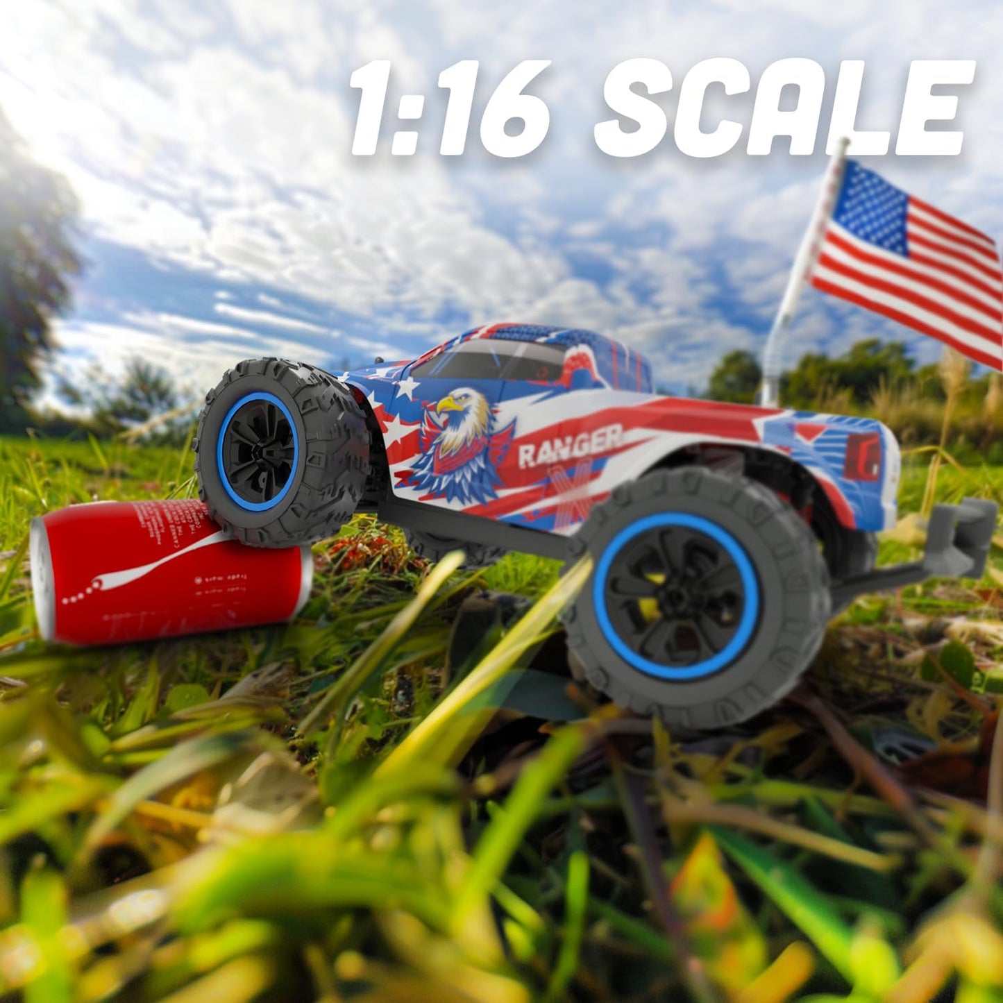 Fast RC Car 4x4 Truck - 36 mph 1:16 Brushless Motor Remote Control Car for Adults & Kids - Monster Off-Road, Durable, High-Speed Stunt with Extra Parts