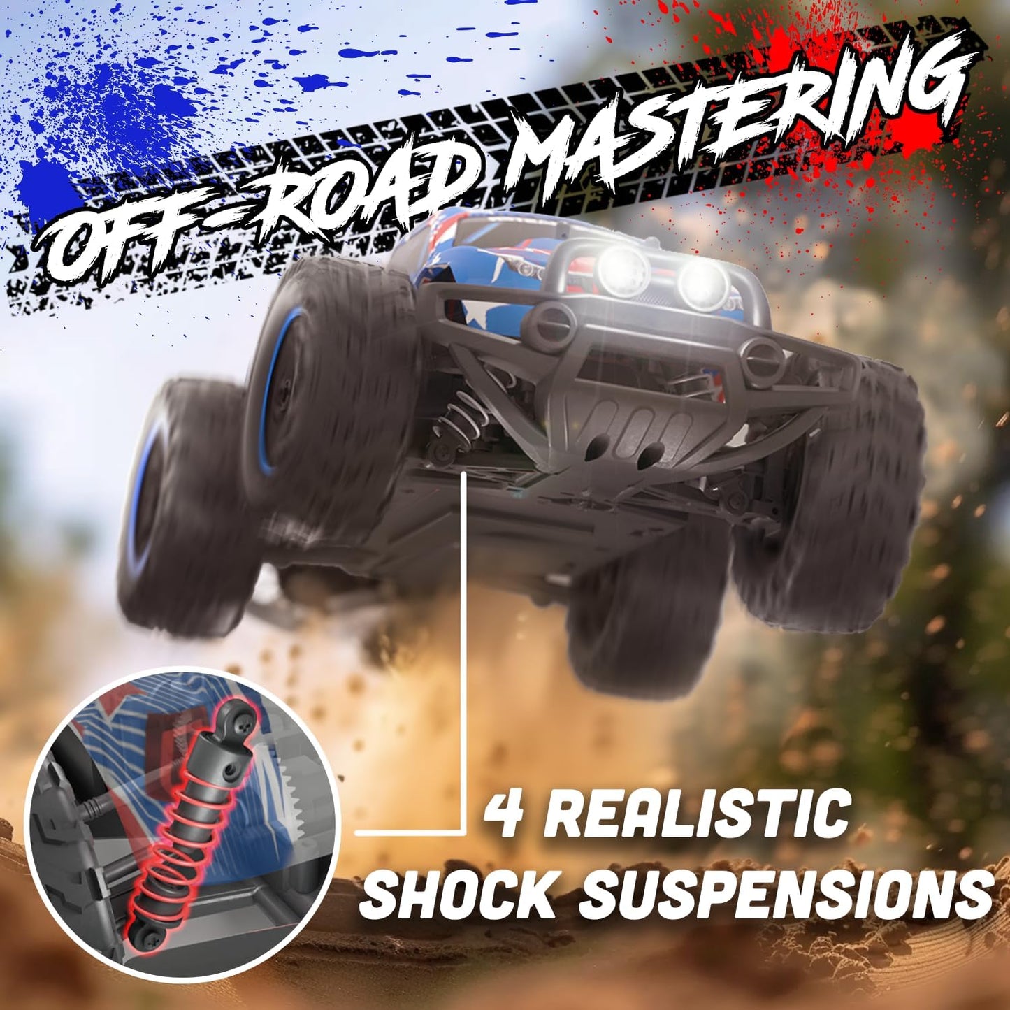 Fast RC Car 4x4 Truck - 36 mph 1:16 Brushless Motor Remote Control Car for Adults & Kids - Monster Off-Road, Durable, High-Speed Stunt with Extra Parts