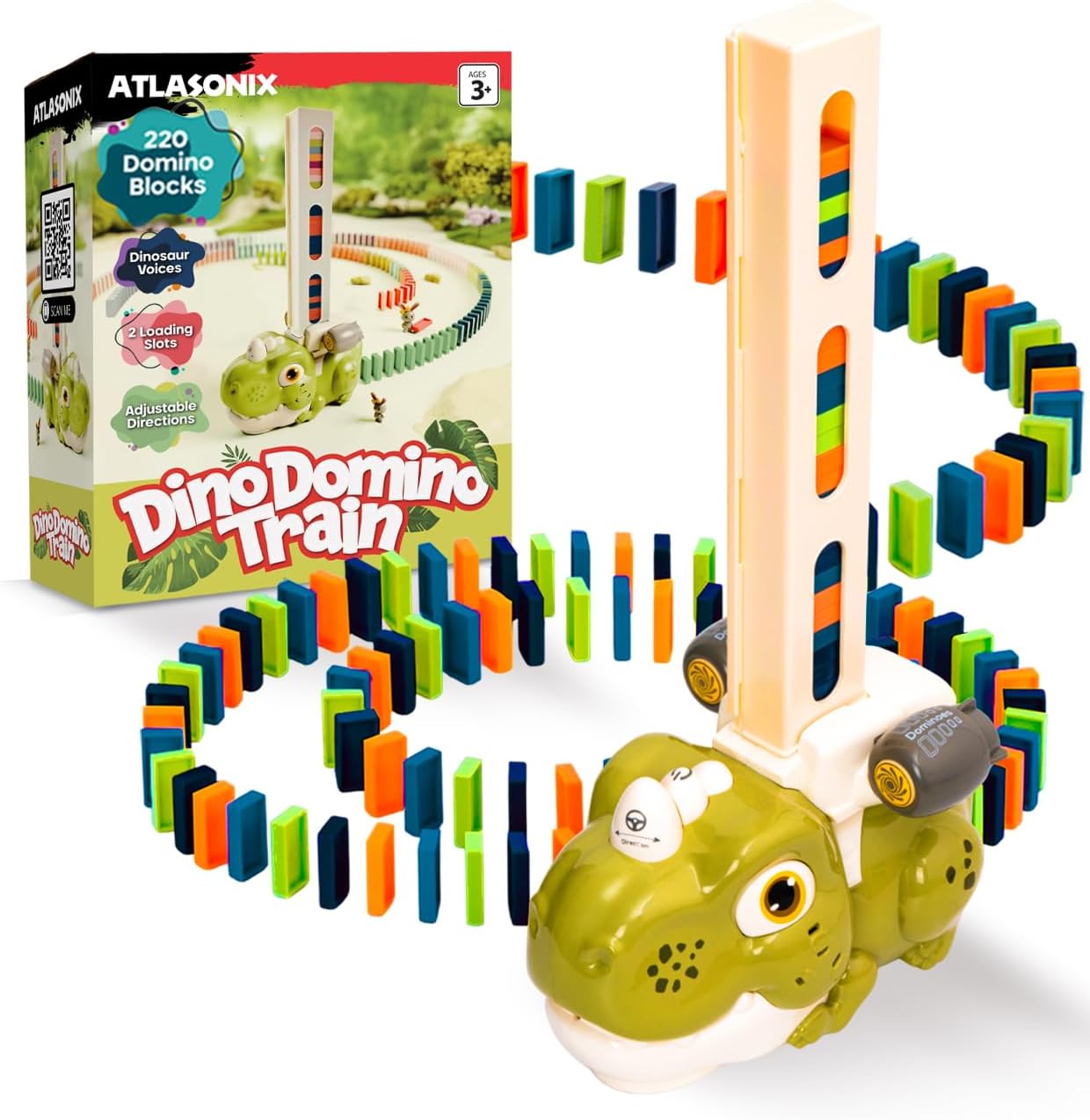 Domino Train for Kids - Domino Rally Train Montessori Toys for Boys and Girls