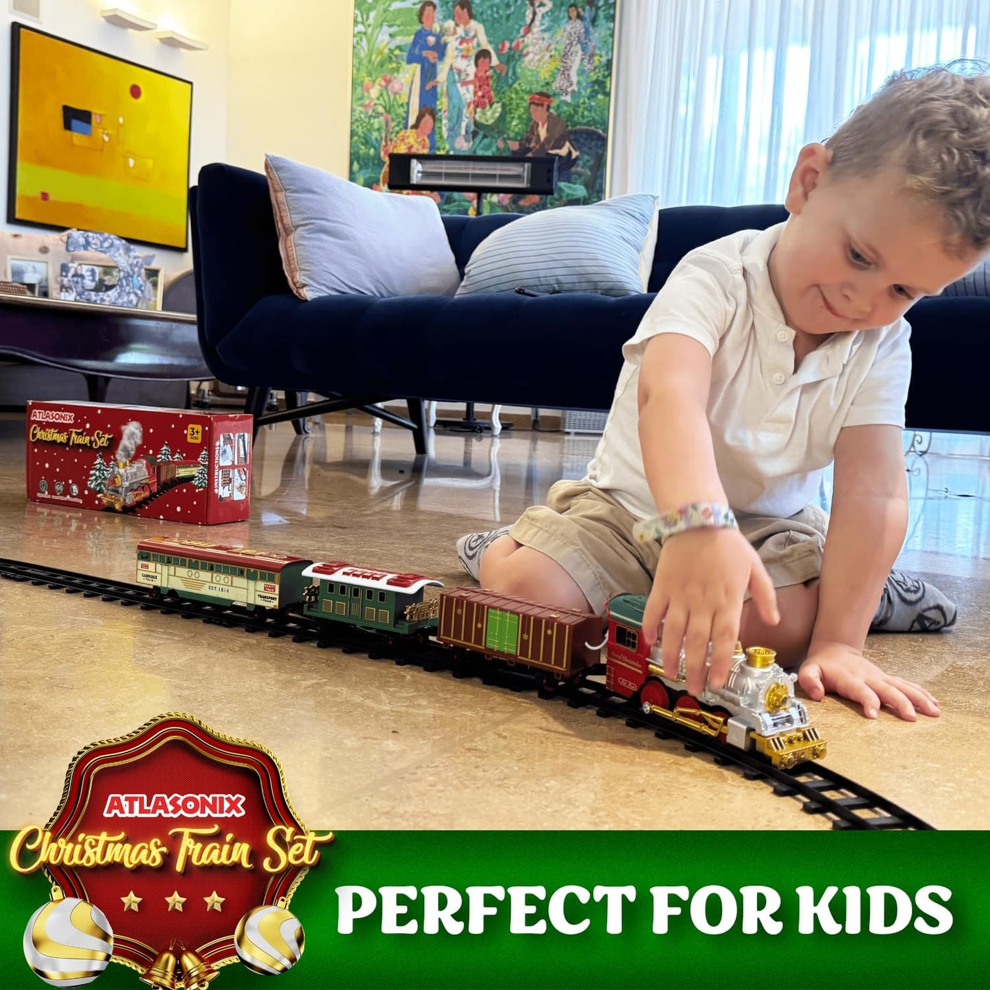 Christmas Train Set for Around The Tree with Lights & Sounds